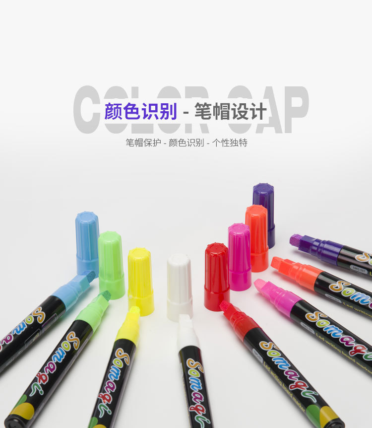 Fluorescent plate special erasable highlighter pen marker pen flash color environmental protection dust-free liquid chalk light plate pen Fluorescent plate special erasable highlighter pen marker pen flash color environmental protection dust-free liquid chalk light plate pen