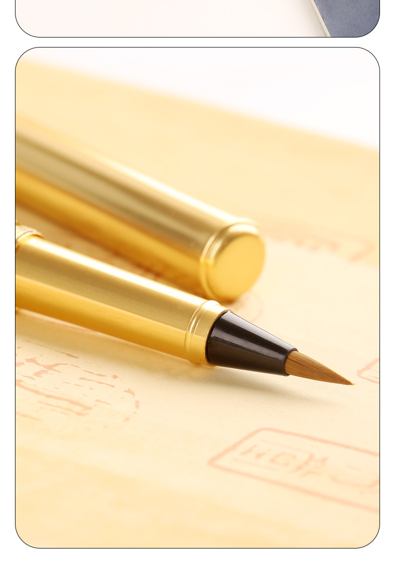 Writing Brush Soft Pen Small Regular Script Portable Weasel's Hair Can Add Ink Copy Scripture Calligraphy Pen Art Pen Type Writing Brush Can Do Logo