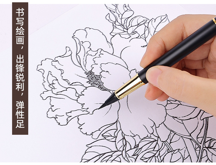 Portable Pen-Type Writing Brush Regular Script in Small Characters Pen Type Writing Brush Weasel's Hair Ink-Adding Tap Water Calligraphy Soft Writing Brush Set Can Be Sent on Behalf