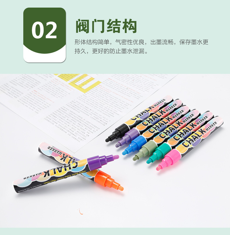Customized Bounce Ball DIY Graffiti Erasable Pen Water-Based Dust-Free Blackboard Liquid Chalk White LED Light Board Fluorescent Pen