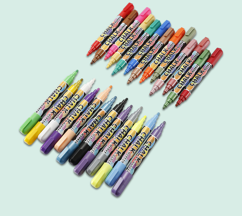 Customized Bounce Ball DIY Graffiti Erasable Pen Water-Based Dust-Free Blackboard Liquid Chalk White LED Light Board Fluorescent Pen