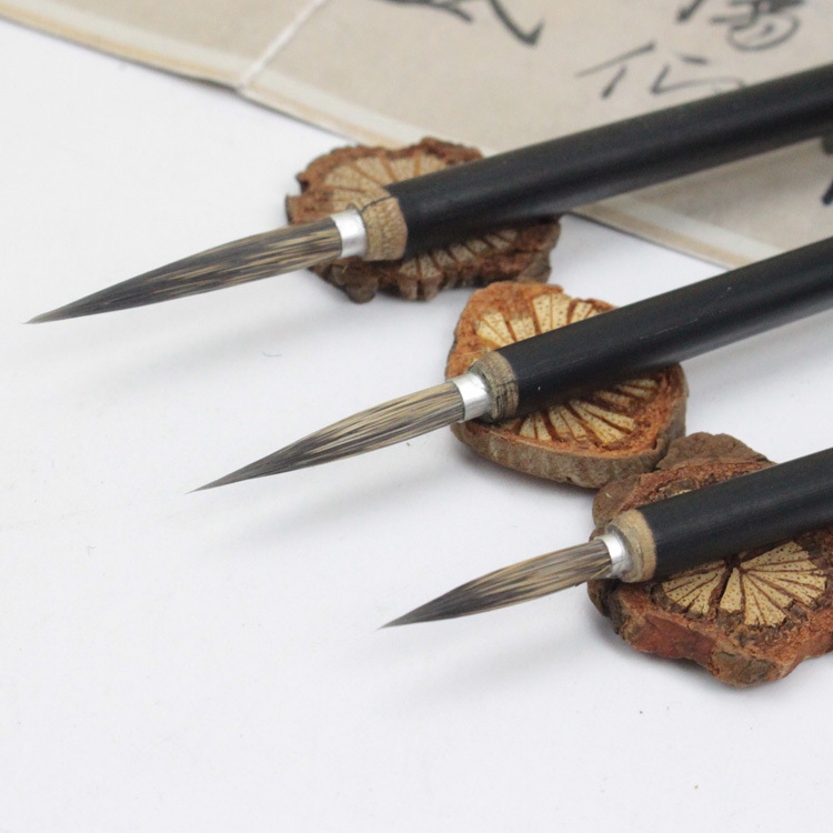 Large, Medium and Small GUI Pen Hook Line Leaf Vein Writing Brush Black Wooden Pole Weasel&#039;s Hair Delineating Brush Mouse Beard Painting Brush