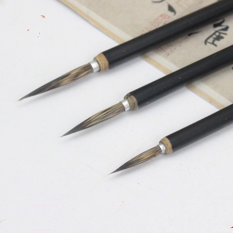 Large, Medium and Small GUI Pen Hook Line Leaf Vein Writing Brush Black Wooden Pole Weasel&#039;s Hair Delineating Brush Mouse Beard Painting Brush