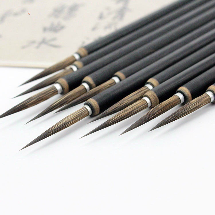 Large, Medium and Small GUI Pen Hook Line Leaf Vein Writing Brush Black Wooden Pole Weasel&#039;s Hair Delineating Brush Mouse Beard Painting Brush