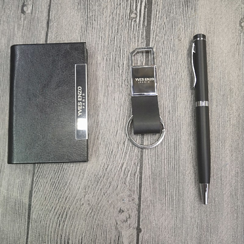 Business card case key ring ballpoint pen