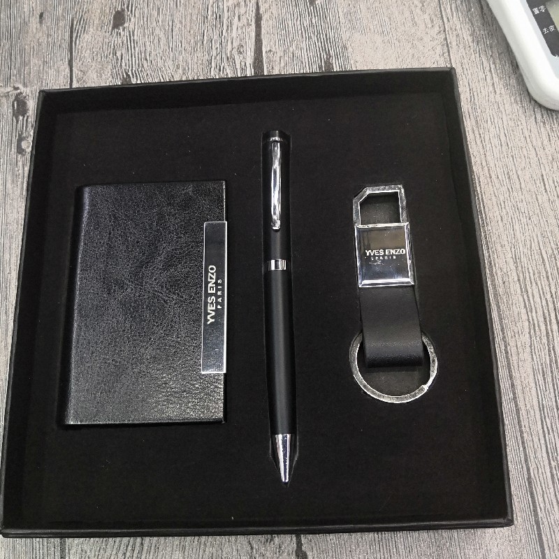 Business card case key ring ballpoint pen