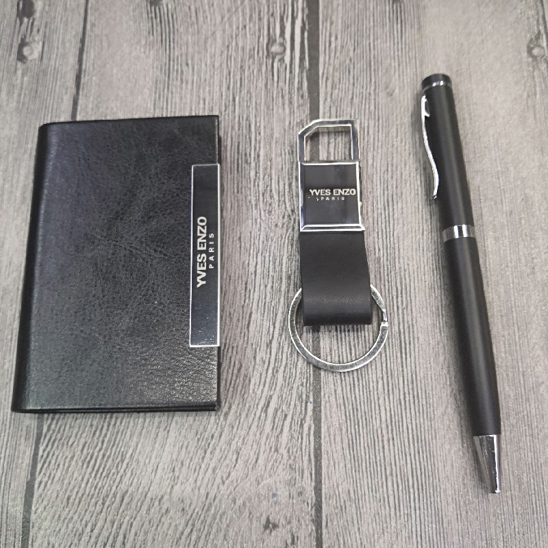 Business card case key ring ballpoint pen