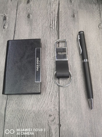 Business card case key ring ballpoint pen