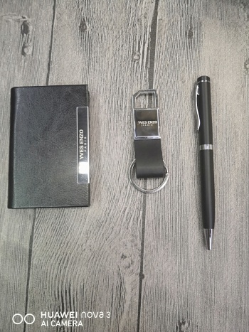 Business card case key ring ballpoint pen