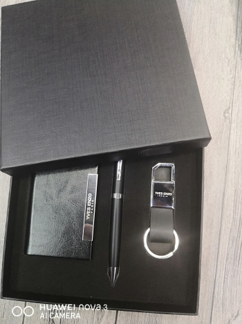 Business card case key ring ballpoint pen