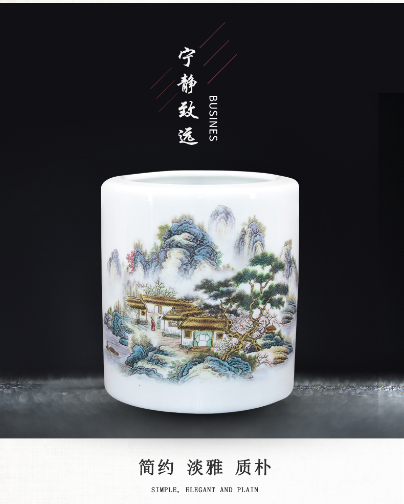 Jingdezhen Ceramic Pen Holder Ornaments Teacher Gifts Office Supplies Four Treasures of the Study Writing Brush Pen Holder Wholesale