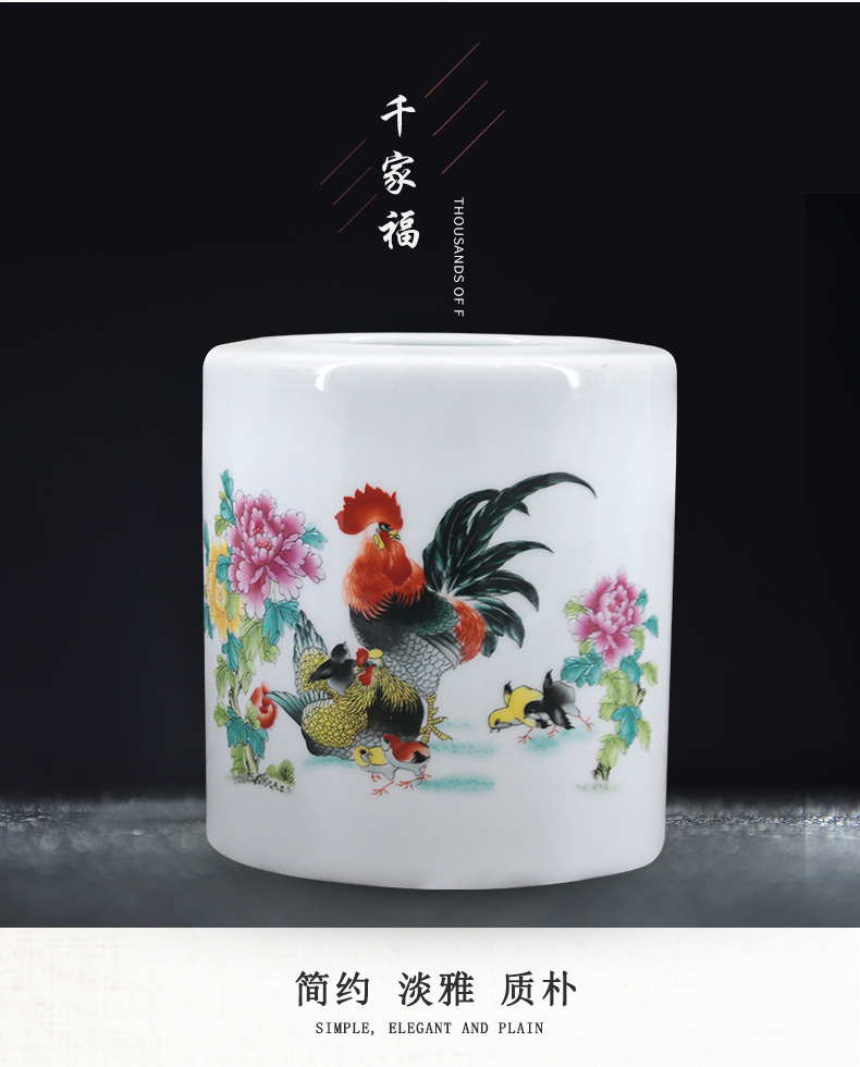 Jingdezhen Ceramic Pen Holder Ornaments Teacher Gifts Office Supplies Four Treasures of the Study Writing Brush Pen Holder Wholesale