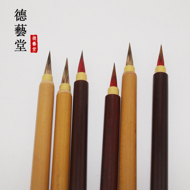 Factory Wholesale Teeny Lower Case Weasel&#039;s Hair Copy Scripture Book Writing Brush Rabbit&#039;s Hair Hook Line Fine Pen Chinese Calligraphy Regular Script in Small Characters Writing Brush