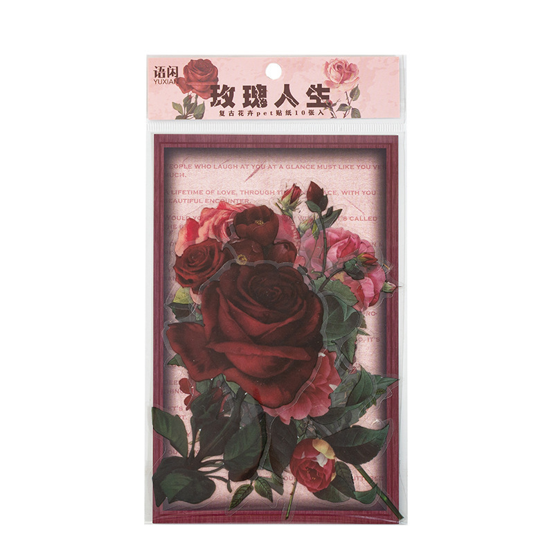 Pet Sticker Bag Afternoon Forest Series Retro Flower Journal Diary Material Decoration Stickers 6