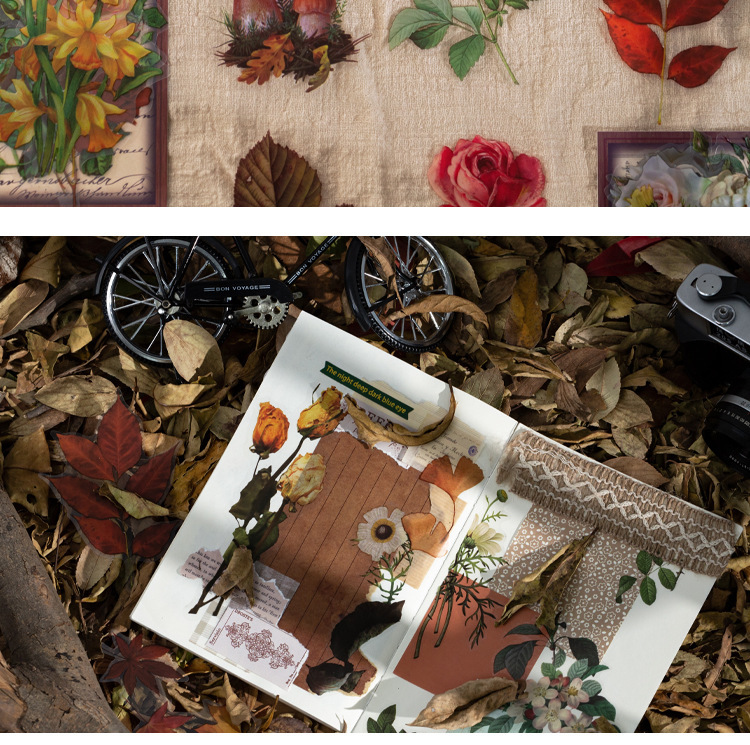 Pet Sticker Bag Afternoon Forest Series Retro Flower Journal Diary Material Decoration Stickers 6