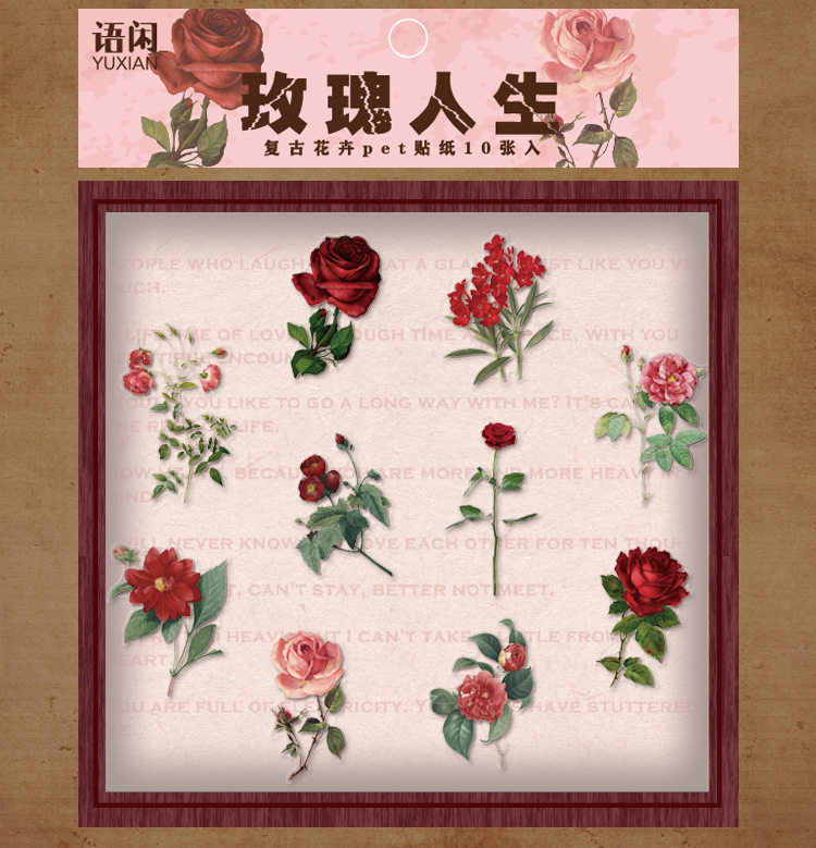 Pet Sticker Bag Afternoon Forest Series Retro Flower Journal Diary Material Decoration Stickers 6