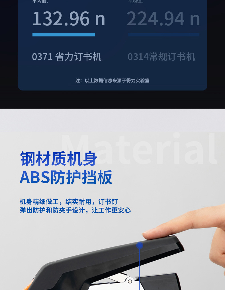 Deli 0371 Effortless Stapler Medium Thickened Staple 40 Pages Stapler Office Student Effortless Stapler