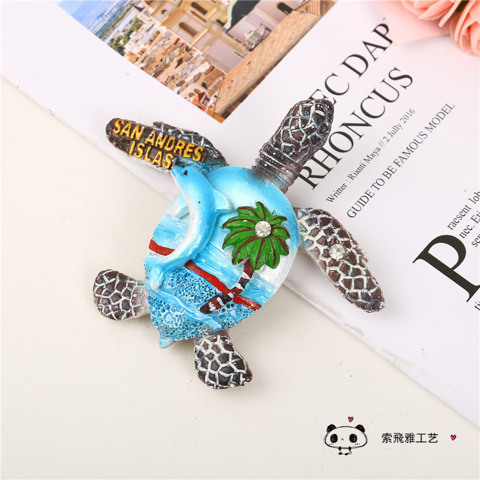 Cute Cartoon Resin Sea Turtle Magnetic Sticker Tropical Style Home Decoration Refridgerator Magnets
