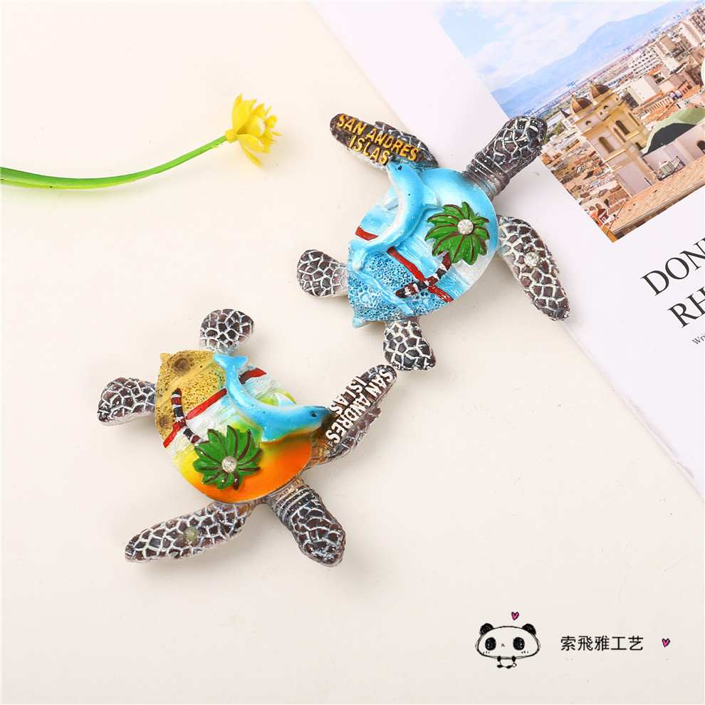 Cute Cartoon Resin Sea Turtle Magnetic Sticker Tropical Style Home Decoration Refridgerator Magnets