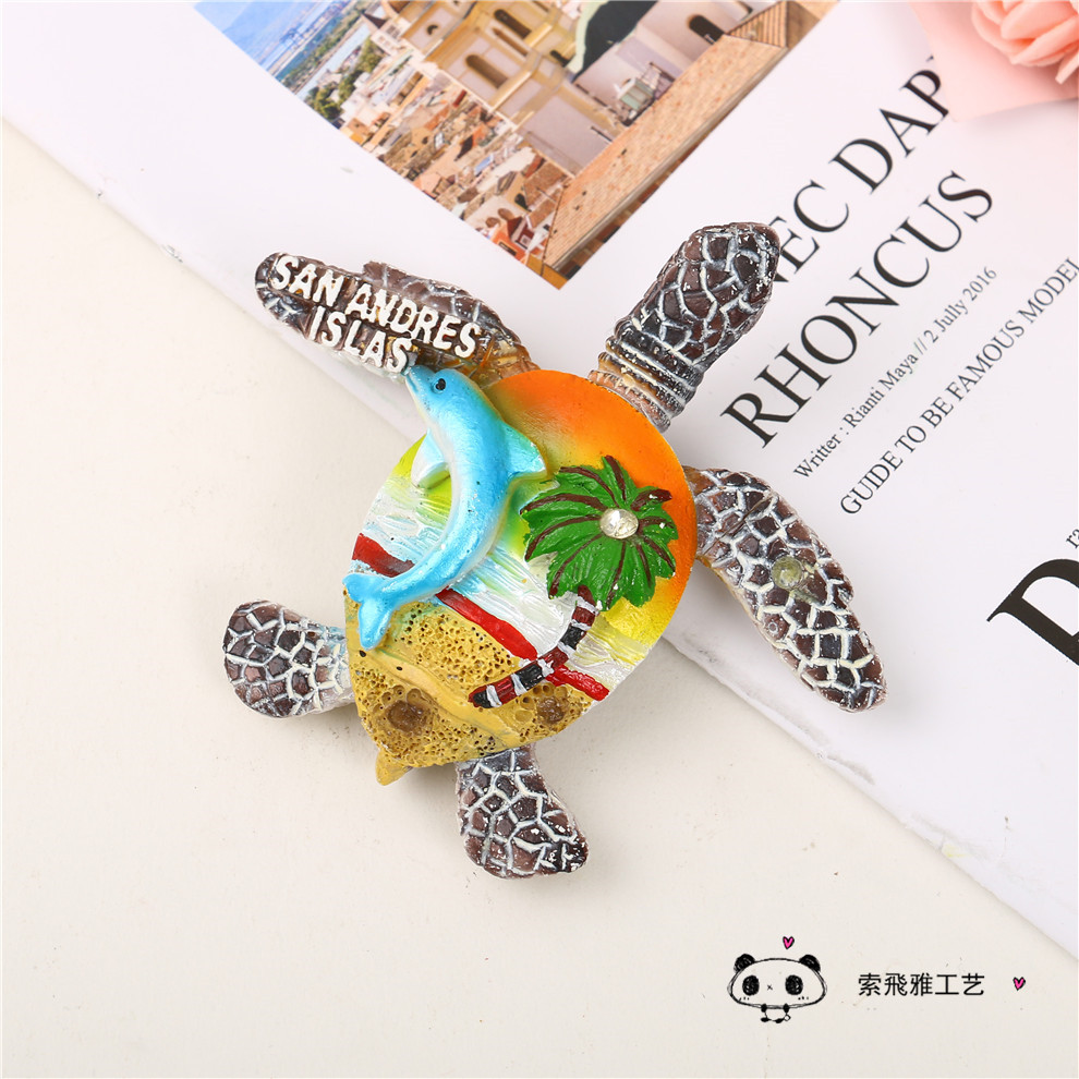 Cute Cartoon Resin Sea Turtle Magnetic Sticker Tropical Style Home Decoration Refridgerator Magnets