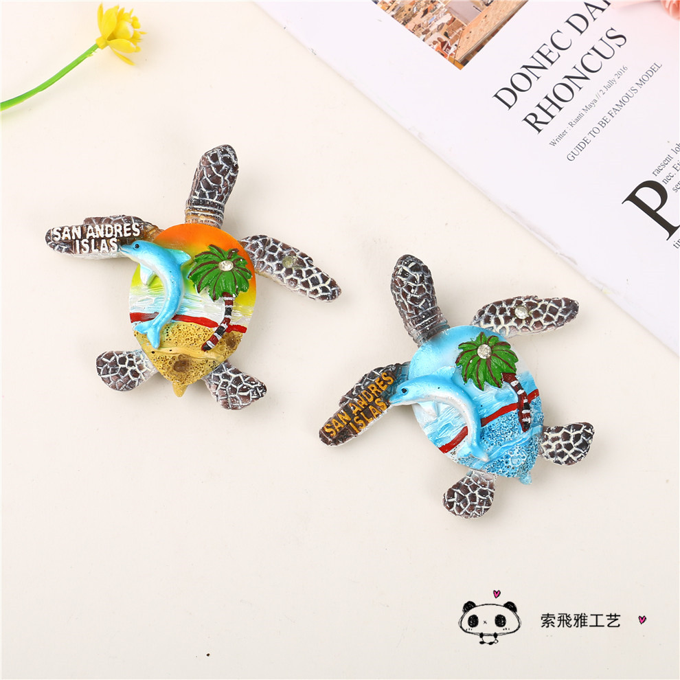 Cute Cartoon Resin Sea Turtle Magnetic Sticker Tropical Style Home Decoration Refridgerator Magnets