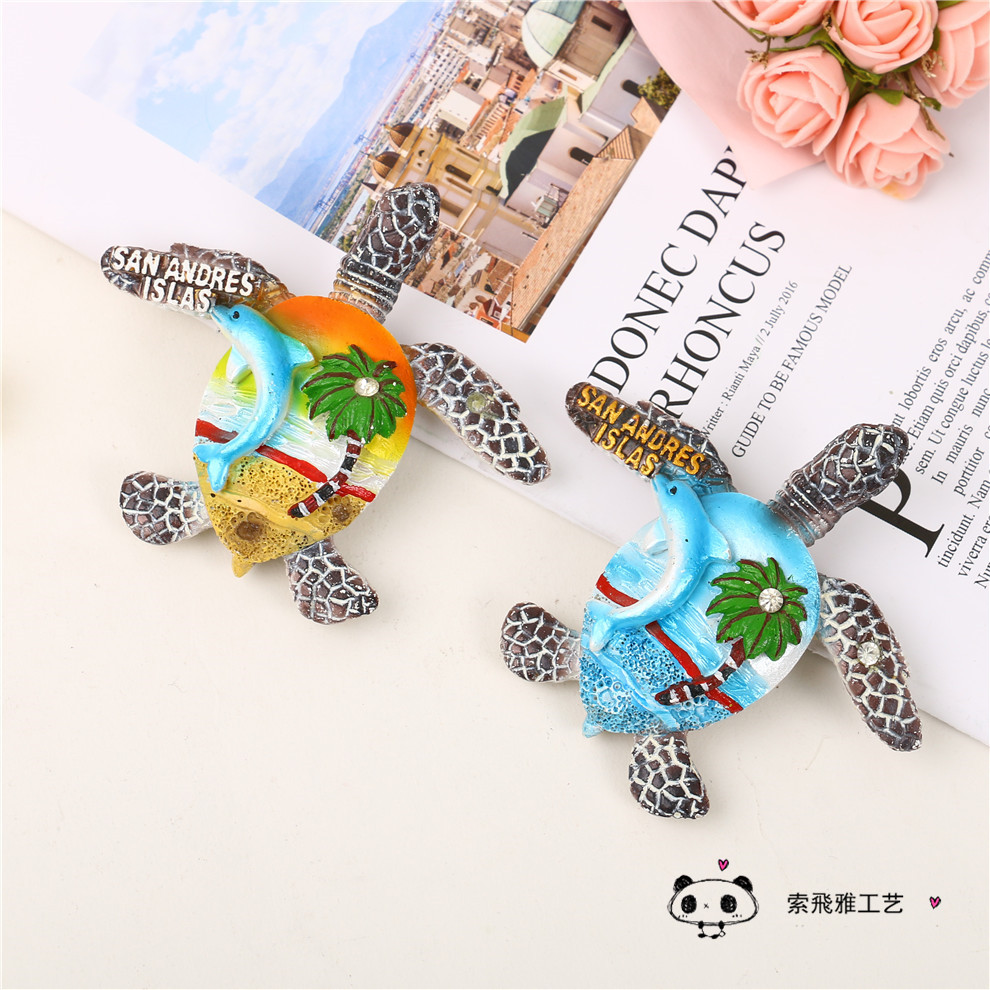 Cute Cartoon Resin Sea Turtle Magnetic Sticker Tropical Style Home Decoration Refridgerator Magnets