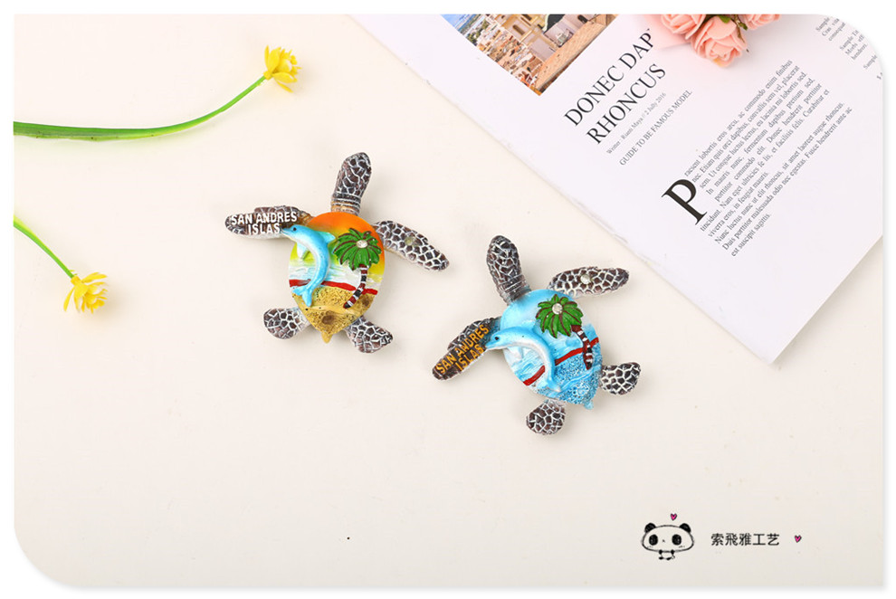 Cute Cartoon Resin Sea Turtle Magnetic Sticker Tropical Style Home Decoration Refridgerator Magnets