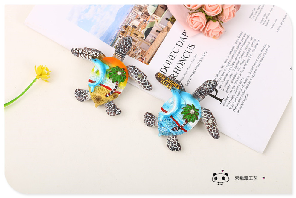 Cute Cartoon Resin Sea Turtle Magnetic Sticker Tropical Style Home Decoration Refridgerator Magnets
