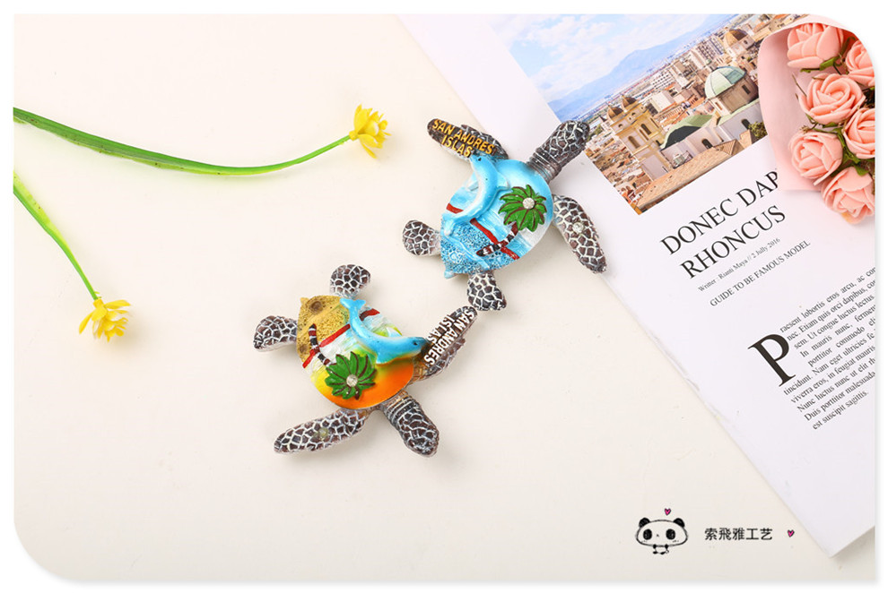 Cute Cartoon Resin Sea Turtle Magnetic Sticker Tropical Style Home Decoration Refridgerator Magnets