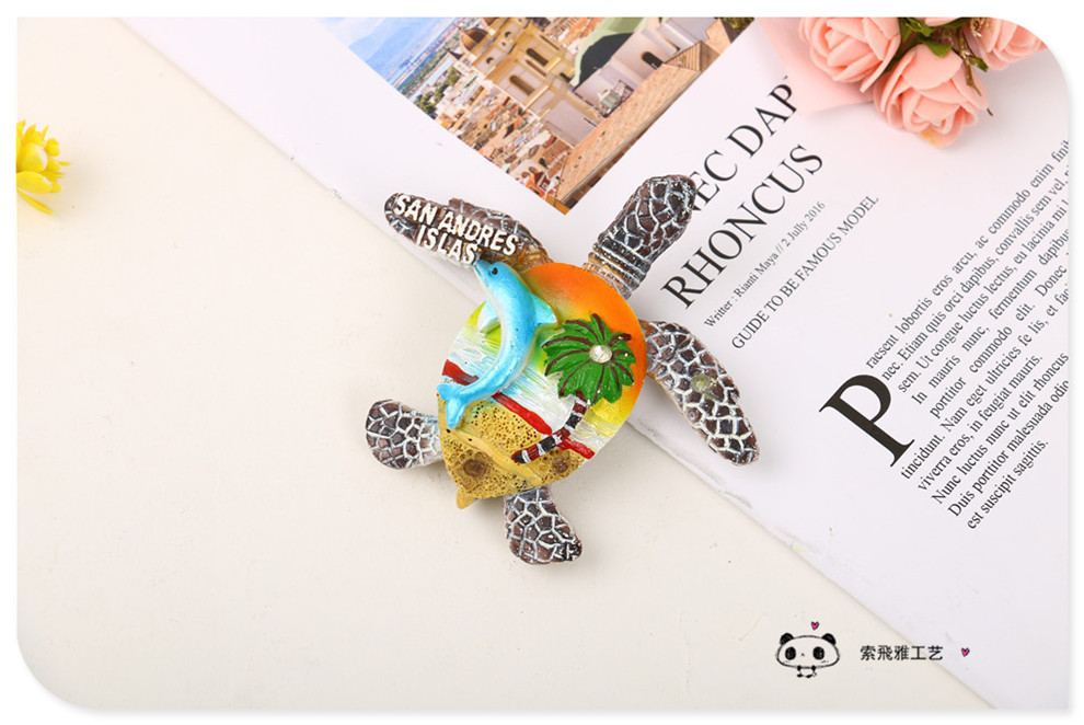 Cute Cartoon Resin Sea Turtle Magnetic Sticker Tropical Style Home Decoration Refridgerator Magnets