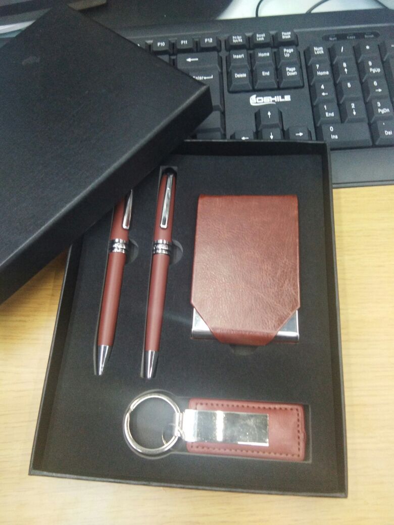 Card case key ring metal ballpoint pen
