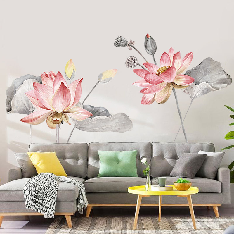 Plane Wall Sticker Vase Wall Decoration Chinese Style Self-Adhesive Wall Stickers Hallway Bedroom Room Background Cross-Border New Arrival