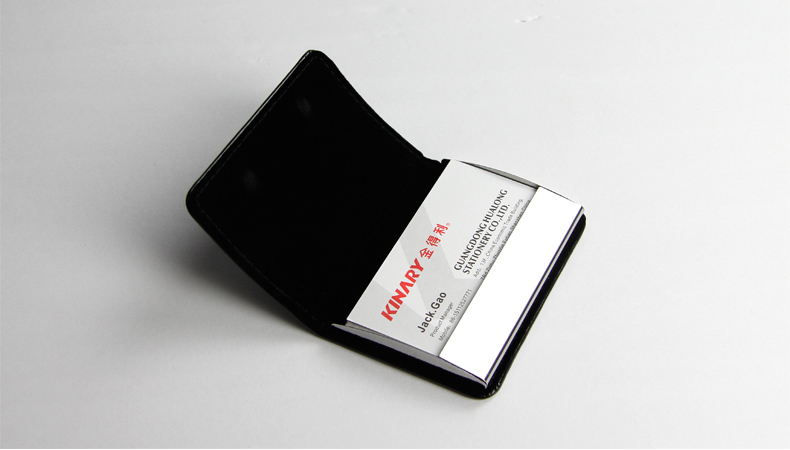 Kinary Os9009 Black Leather Business Card Case Business Creative Men 'S And Women 'S Business Card Storage Clip Can Hold 20 Pieces