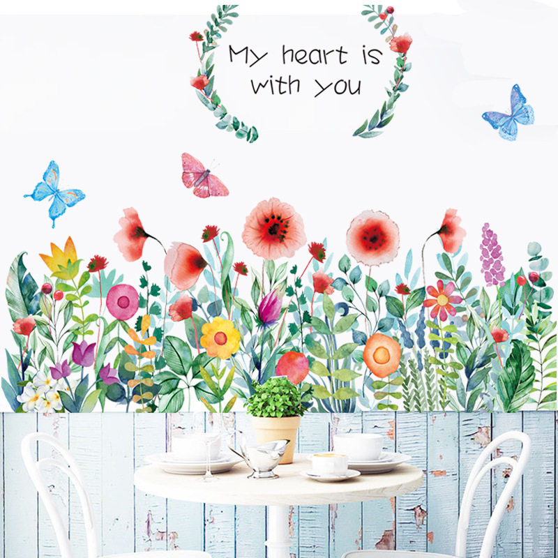 Flower Cluster Skirting Sticker Rural Home Decoration Stickers Removable Combination Stickers Cf4014 Flower Cluster Skirting Sticker Rural Home Decoration Stickers Removable Combination Stickers Cf4014