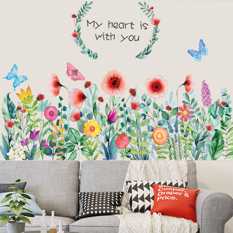 Flower Cluster Skirting Sticker Rural Home Decoration Stickers Removable Combination Stickers Cf4014 Flower Cluster Skirting Sticker Rural Home Decoration Stickers Removable Combination Stickers Cf4014