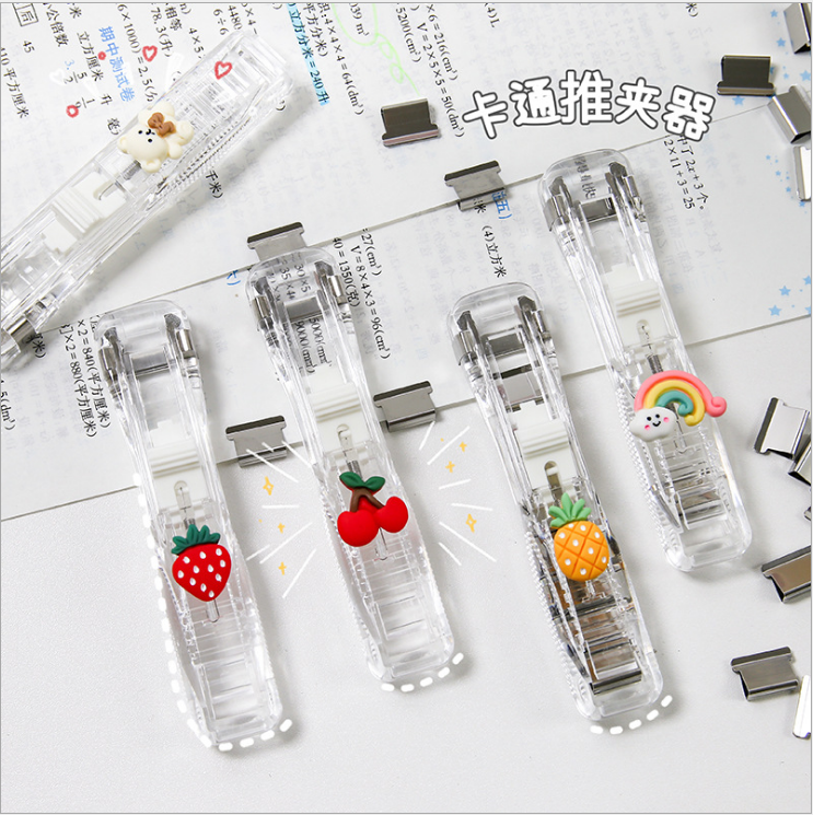 Transparent Ins Style Stapler Supplementary Clip File Folder Student Test Paper Binder Clip Snack Seal Clip
