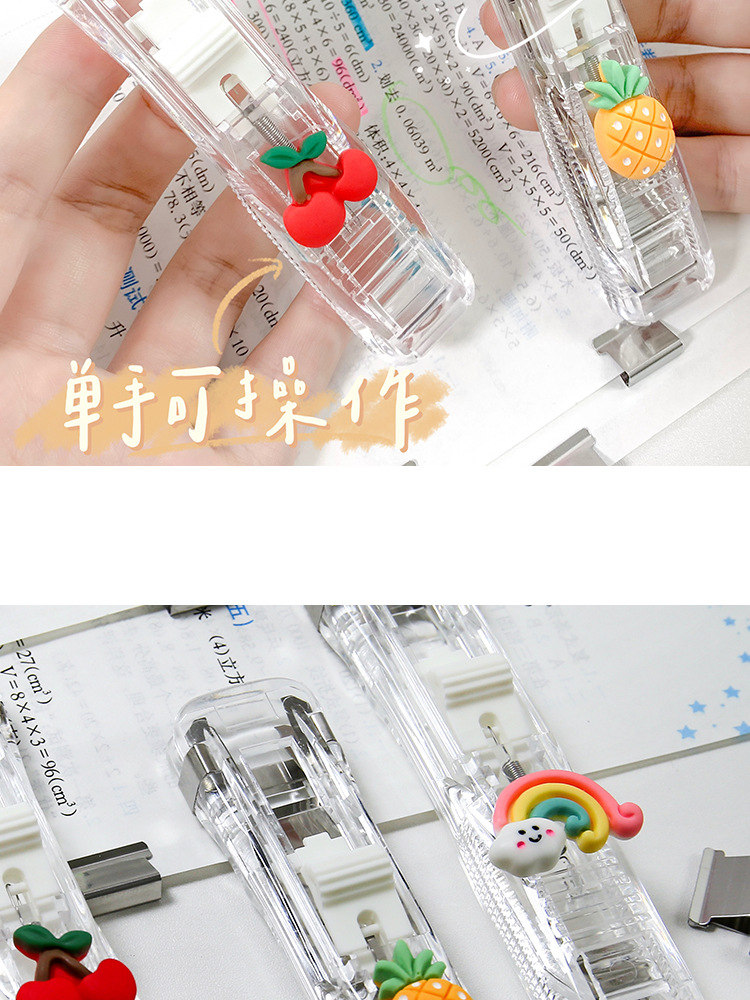Transparent Ins Style Stapler Supplementary Clip File Folder Student Test Paper Binder Clip Snack Seal Clip