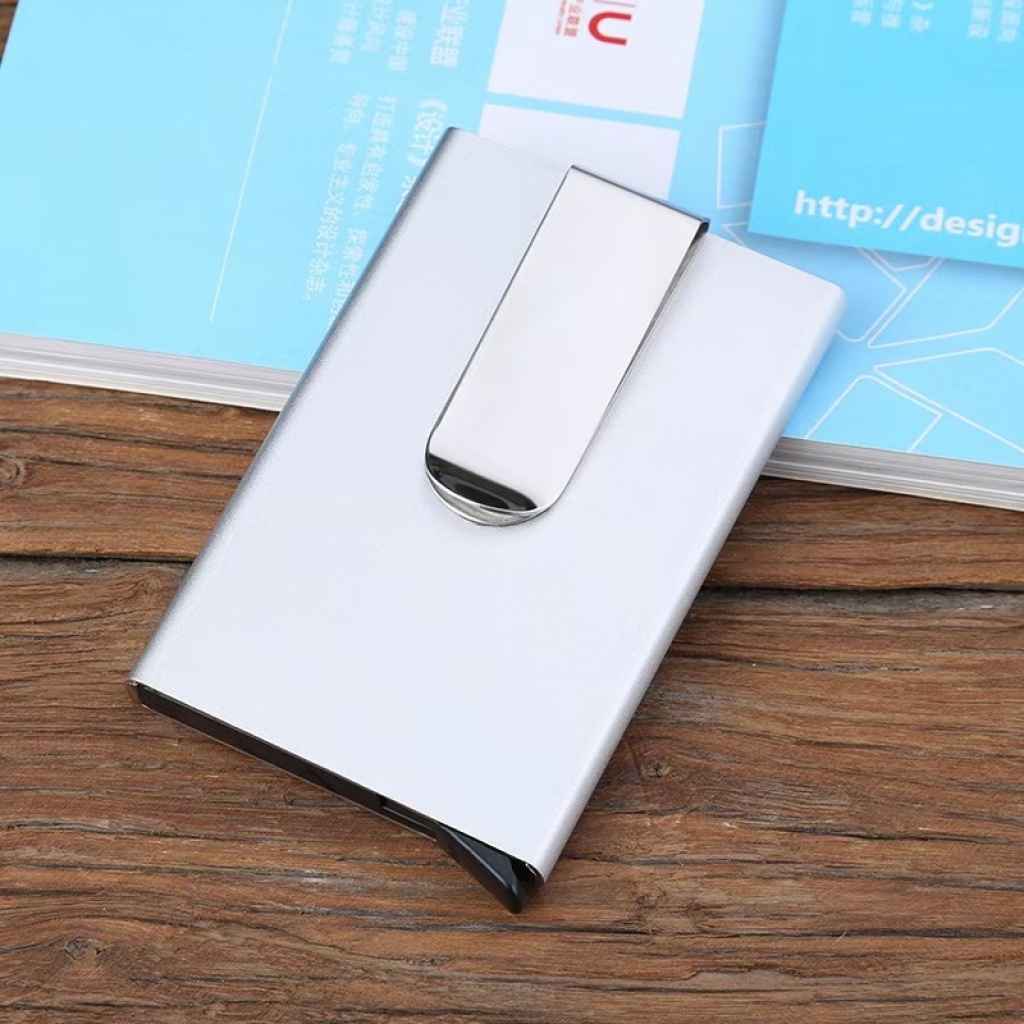 Zinc Alloy Business Card Clip Aluminum Alloy Real Dollar Business Card Case Men Women Automatic Push Type Metal Credit Card Box
