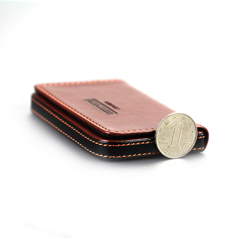 Kinary Os9008 Black Leather Business Card Case Business Creative Men&#039;s and Women&#039;s Business Card Storage Clip Can Hold 15 Pieces