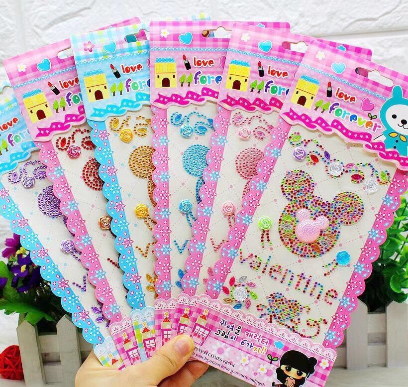 Children&#039;s Stickers DIY Diamond Paste Decoration Big Bowknot with Adhesive Tape Acrylic Bright Crystal Sticker Handmade Rhinestone