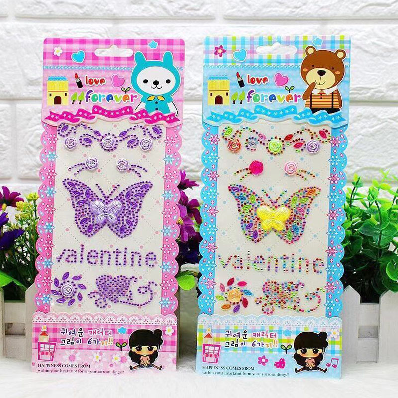 Children&#039;s Stickers DIY Diamond Paste Decoration Big Bowknot with Adhesive Tape Acrylic Bright Crystal Sticker Handmade Rhinestone