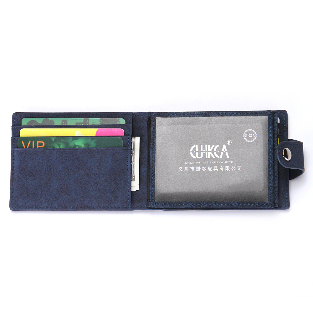 Cross-Border RFID Anti-Scanning Creative Men&#039;s Wallet PU Leather Buckle Work Certificate Driving License Leather Case Card Holder Card Case