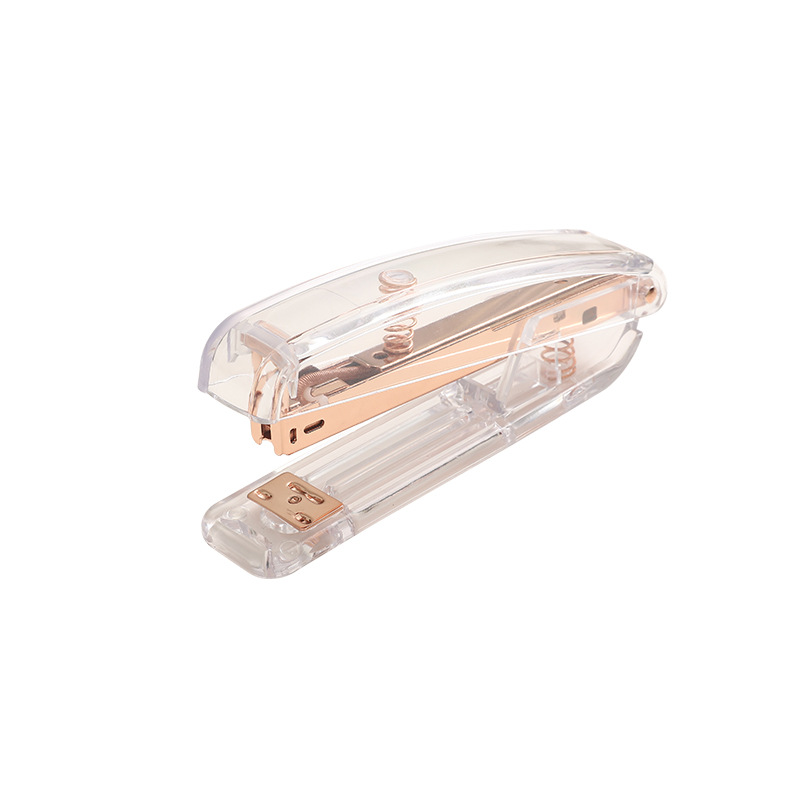 INS Nordic Rose Gold Stapler Student Fashion Transparent Stapler High-End Affordable Luxury Office Supplies Bookbinding Machine