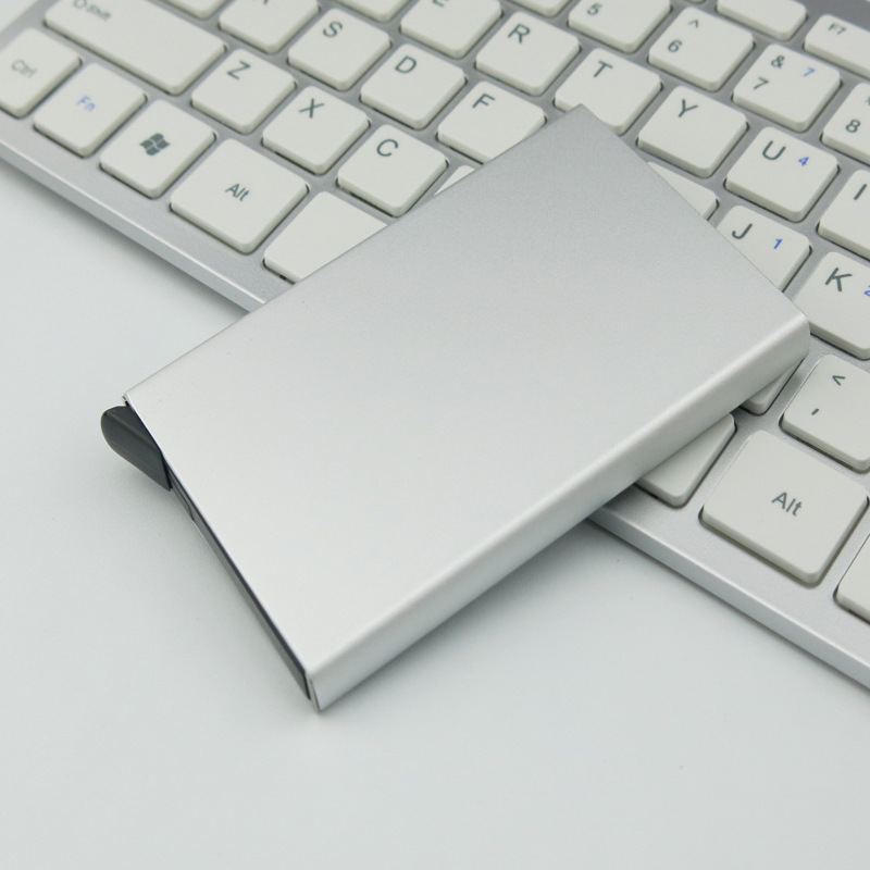 Automatic Credit Card Box RFID Anti-Capital Brush Creative Business Card Case Membership Card Clip Fashion Aluminum Alloy Bank Card Package