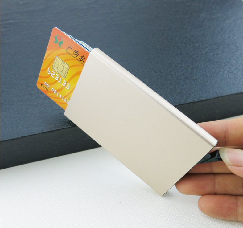 Automatic Credit Card Box RFID Anti-Capital Brush Creative Business Card Case Membership Card Clip Fashion Aluminum Alloy Bank Card Package Automatic Credit Card Box RFID Anti-Capital Brush Creative Business Card Case Membership Card Clip Fashion Aluminum Alloy Bank Card Package