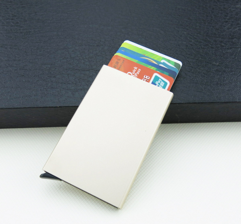 Automatic Credit Card Box RFID Anti-Capital Brush Creative Business Card Case Membership Card Clip Fashion Aluminum Alloy Bank Card Package Automatic Credit Card Box RFID Anti-Capital Brush Creative Business Card Case Membership Card Clip Fashion Aluminum Alloy Bank Card Package