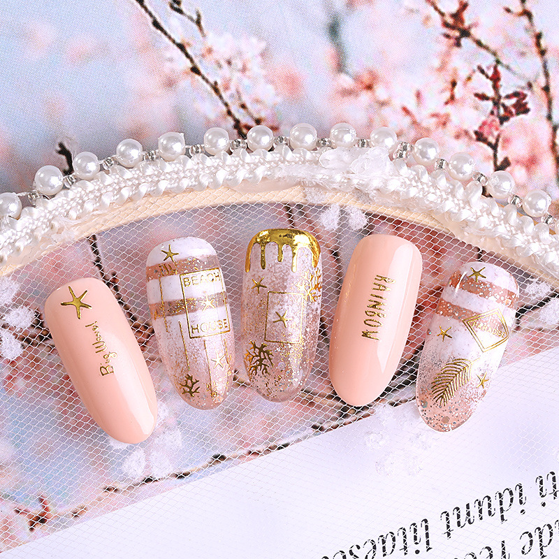 Internet Hot Japanese Star Moon Nail Art Sticker Decoration Nail Sticker Adhesive Backing Stickers Colorful Golden 3D Nail Sticker