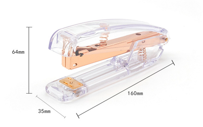 Cross-Border Amazon Factory Direct Supply Rose Gold Gift Stapler Office Transparent Plastic Stapler Binding Machine Cross-Border Amazon Factory Direct Supply Rose Gold Gift Stapler Office Transparent Plastic Stapler Binding Machine