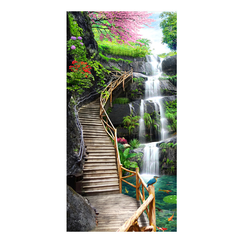 3D Three-Dimensional Wall Stickers Entrance Decoration Wall Stickers Wall Painting Self-Adhesive Aisle Corridor Living Room Mural Sticker Vertical Version