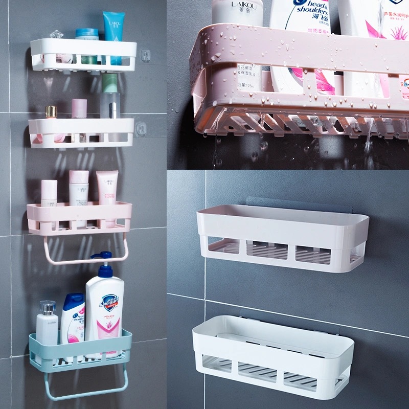 Storage Rack Punch-Free Kitchen Bathroom Rectangular Storage Rack Storage Basket Wall Hanging